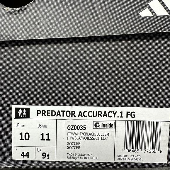 Adidas Predator Accuracy .1 FG Soccer Cleats Mens Size 10 Crazyrush Pack GZ0035 - Picture 10 of 10